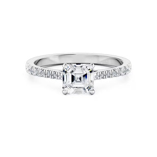 1.5 Carat Asscher Shaped Moissanite Engagement Ring White Gold