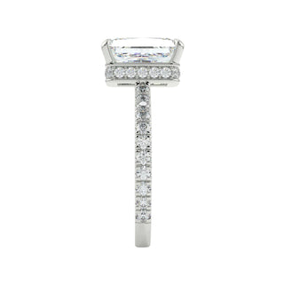 1.50 Carat Radiant Shape Hidden Halo Moissanite Ring in White Gold