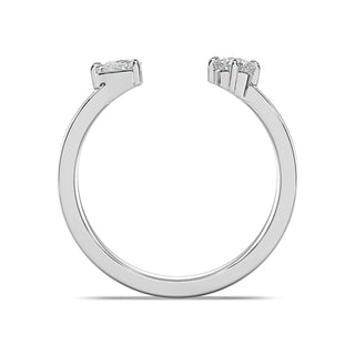 1 Carat Round and Trillion Cut Moissanite Toi Et Moi Ring in White Gold