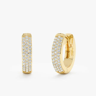 1 Carat Round Shape Moissanite Hoop Earrings In Yellow Gold