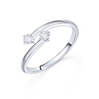 1 Carat Round Shape Moissanite Toi et Moi Engagement Ring In White Gold