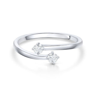 1 Carat Round Shape Moissanite Toi et Moi Engagement Ring In White Gold