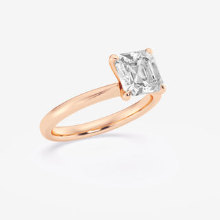 1 Carat Asscher Cut Moissanite Solitaire Engagement Ring in Rose Gold