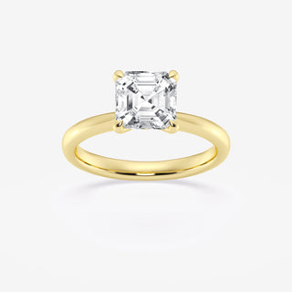 1 Carat Asscher Cut Moissanite Solitaire Engagement Ring in Yellow Gold
