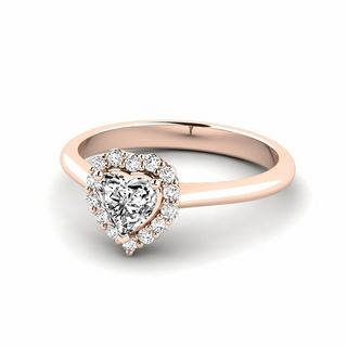 1 Carat Heart Shape Moissanite Halo Engagement Ring in Rose Gold