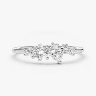 1 Carat Round Shape Moissanite Cluster Engagement Ring In Yellow Gold