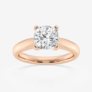 1 Ct Cushion Cut Moissanite Solitaire Engagement Ring in Rose Gold