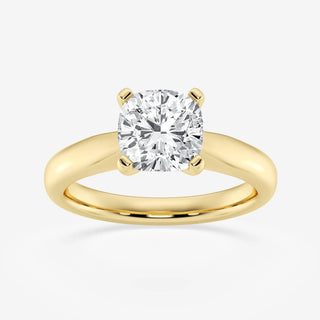 1 Ct Cushion Cut Moissanite Solitaire Engagement Ring in Yellow Gold