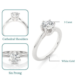 1 Ct Round Moissanite Solitaire Engagement Ring In White Gold