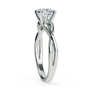 1 Carat Cushion Cut Criss Cross Moissanite Ring in White Gold