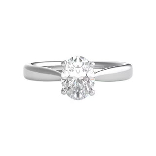 1 Carat Oval Shape Moissanite Engagement Ring in White Gold