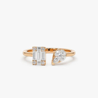 2.3 Carat Baguette And Marquise Cut Moissanite Toi Et Moi Engagement Ring In Rose Gold