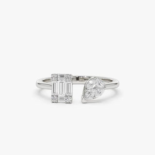 2.3 Carat Baguette And Marquise Cut Moissanite Toi Et Moi Engagement Ring In White Gold