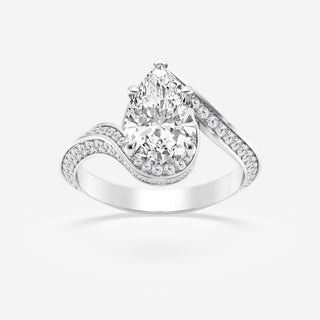2.50 Carat Pear Shaped Moissanite Bypass Engagement Ring in White Gold