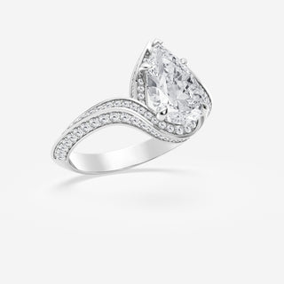 2.50 Carat Pear Shaped Moissanite Bypass Engagement Ring in White Gold