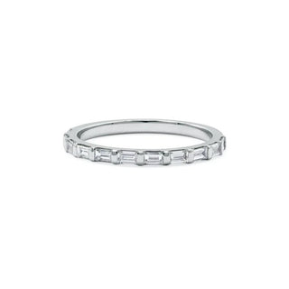 2.5 Carat Baguette Shape Men's Moissanite Wedding Band in White Gold