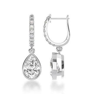 2.5 Carat Pear Cut Moissanite Drop Earrings In White Gold
