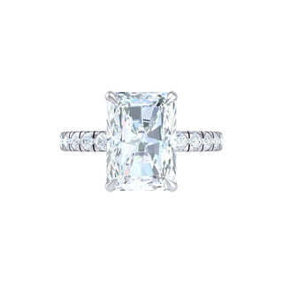2.5 Carat Radiant Cut Hidden Halo Moissanite Engagement Ring In White Gold