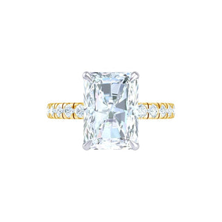 2.5 Carat Radiant Cut Hidden Halo Moissanite Engagement Ring In Yellow Gold
