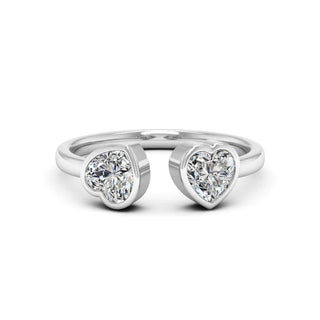2 Carat Heart Shaped Moissanite Toi Et Moi Engagement Ring in White Gold