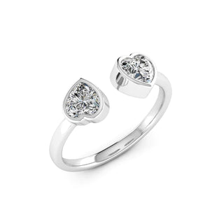 2 Carat Heart Shaped Moissanite Toi Et Moi Engagement Ring in White Gold