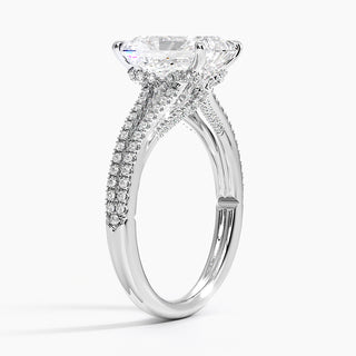 2 Ct Radiant Cut Moissanite Split Shank Engagement Ring in White Gold