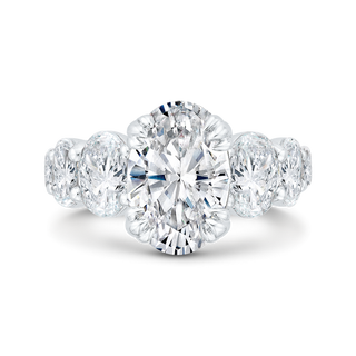 3.3 Carat Oval Cut 7 Stone Moissanite Ring in White Gold