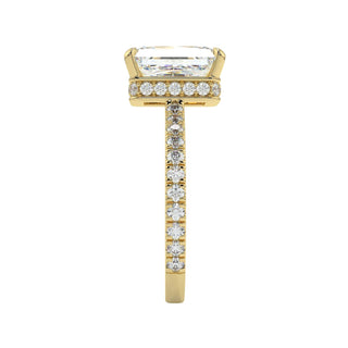 1.50 Carat Radiant Shape Hidden Halo Moissanite Ring in White Gold