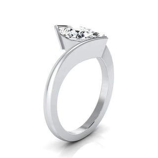 3 Carat Marquise Cut Tension Set Moissanite Solitaire Engagement Ring In White Gold