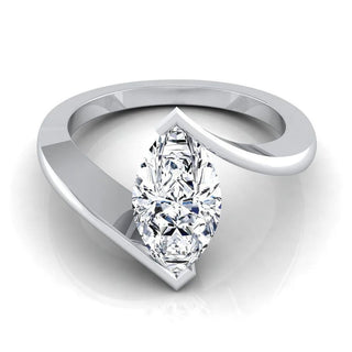 3 Carat Marquise Cut Tension Set Moissanite Solitaire Engagement Ring In White Gold