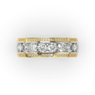 3 Carat Round Shape Moissanite Men's Wedding Band In Yellow Gold