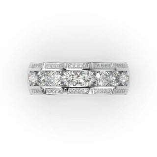 3 Carat Round Shape Moissanite Men's Wedding Band In White Gold