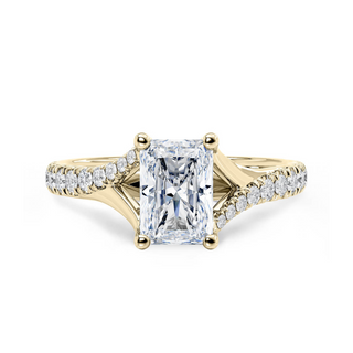 3 Carat Radiant Cut Moissanite Engagement Ring in Yellow Gold