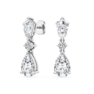 4.5 Carat Fancy Shape Moissanite Dangle Earrings In White Gold