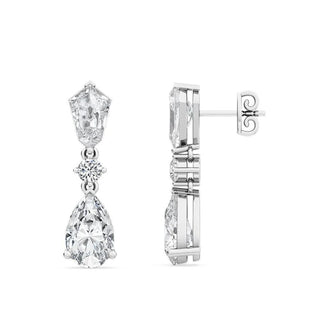 4.5 Carat Fancy Shape Moissanite Dangle Earrings In White Gold