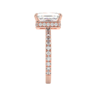 1.50 Carat Radiant Shape Hidden Halo Moissanite Ring in White Gold
