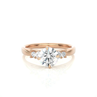1 Ct Round Cut Moissanite Five Stone Engagement Ring In White Gold