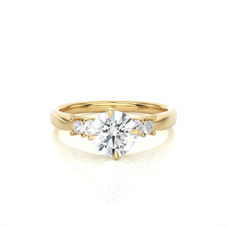 1 Ct Round Cut Moissanite Five Stone Engagement Ring In White Gold