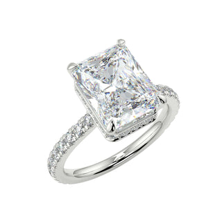 1.50 Carat Radiant Shape Hidden Halo Moissanite Ring in White Gold