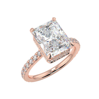 1.50 Carat Radiant Shape Hidden Halo Moissanite Ring in White Gold
