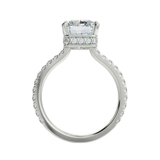 1.50 Carat Radiant Shape Hidden Halo Moissanite Ring in White Gold