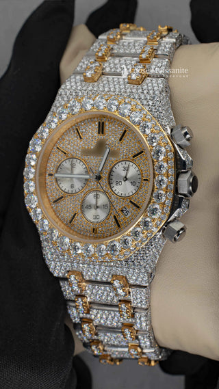AP Moissanite Hip Hop Watch | 41 MM | Yellow Gold Tone