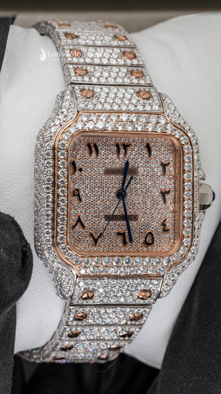 Side View of Arabic Dial Moissanite Watch For Women  36 MM