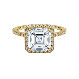 2 Carat Asscher Cut Hidden Halo Moissanite Ring in Rose Gold