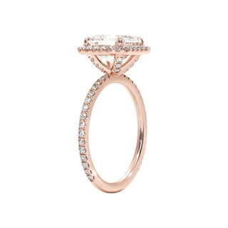 2 Carat Asscher Cut Hidden Halo Moissanite Ring in Rose Gold