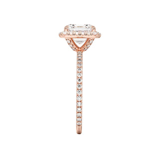 2 Carat Asscher Cut Hidden Halo Moissanite Ring in Rose Gold