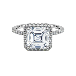 2 Carat Asscher Cut Hidden Halo Moissanite Ring in Rose Gold