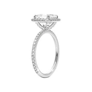 2 Carat Asscher Cut Hidden Halo Moissanite Ring in Rose Gold