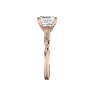 1.50 Carat Asscher Cut Twisted Moissanite Ring in White Gold