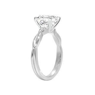 1.50 Carat Asscher Cut Twisted Moissanite Ring in White Gold